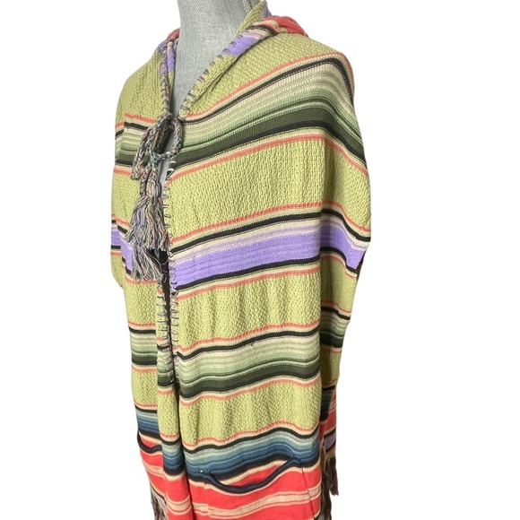 Anthropologie Moth Calexico Hooded Striped Poncho Sz XS - Picture 6 of 15